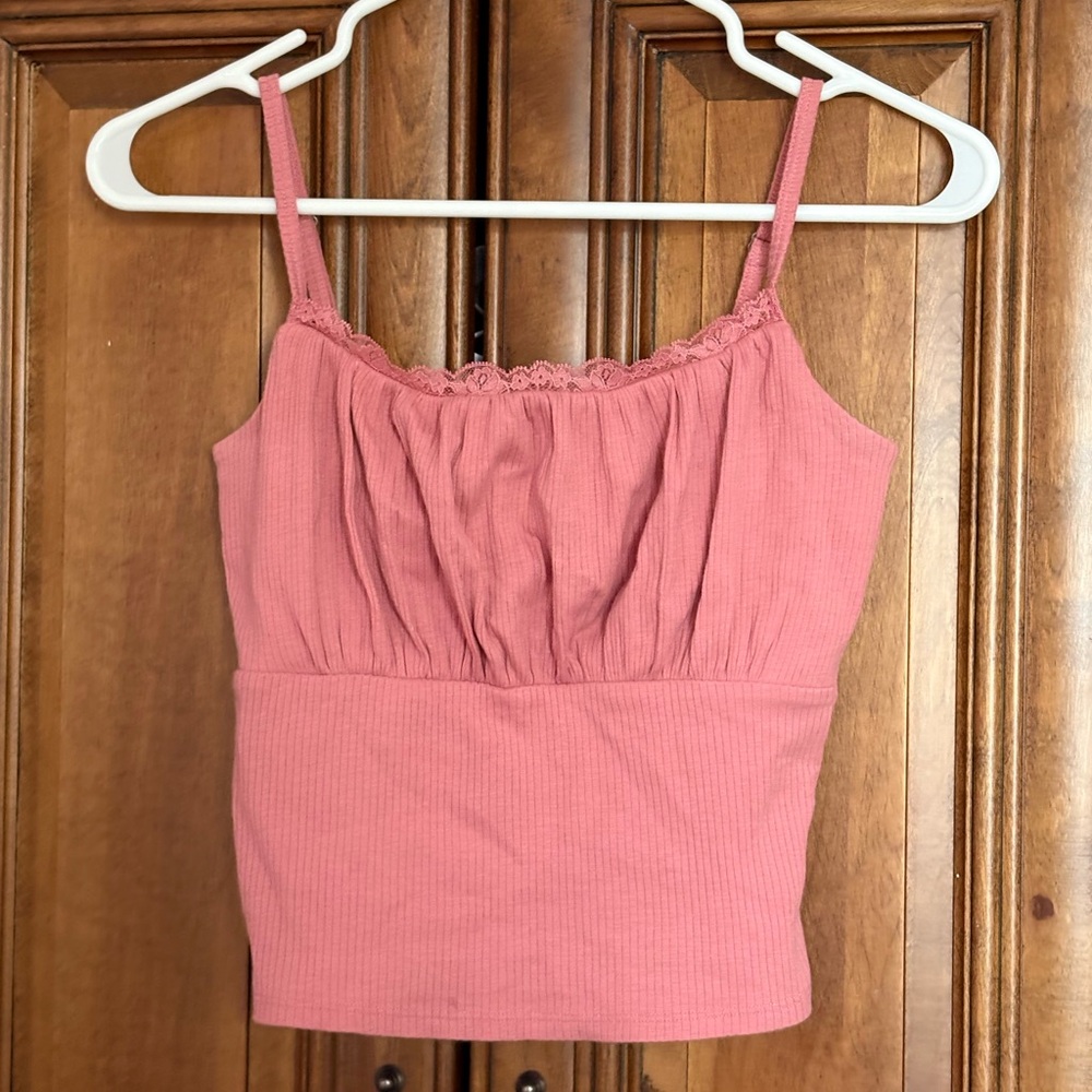 Pink Lace Trimmed Women's Top